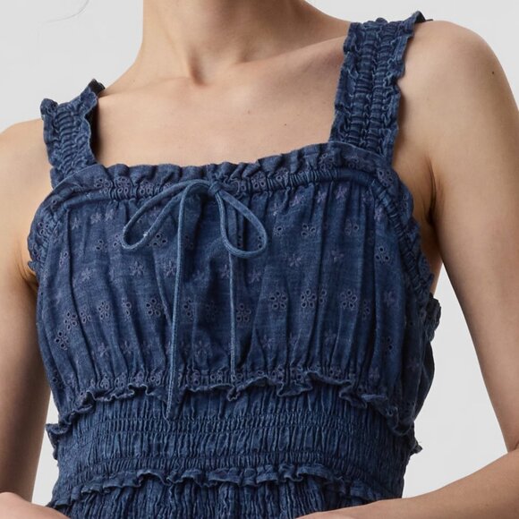 Gap X Doen Eyelet Denim Midi Dress NWT - Picture 4 of 6